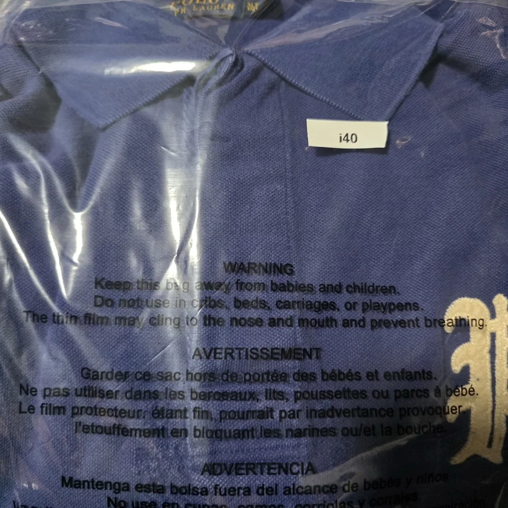 Polo Ralph Lauren Blue Polo Shirt Old English P Logo XL Tall Cotton